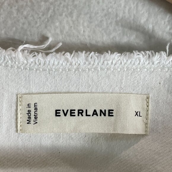 Everlane Womens XL Denim Workwear Shirt Dress Frayed Hem in Bone Organic Cotton - Picture 5 of 15